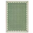 GarveeHome Scalloped Washable Rugs 5x7 Rug for Living Room, 5 x 7 Rug Solid Sage Green Modern Low-Pile Carpet for Bedroom Dining Nursery Non Slip Mat with Rubber Back