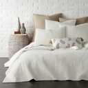 Levtex Home - Cross Stitch Cream Quilt Set - Full/Queen Quilt + Two Standard Pillow Shams - Cross Stitched Pattern - Quilt Size (88x92in.) and Pillow Sham Size (26x20in.) - Reversible - Cotton Fabric