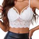 Avidlove Lace Bralette for Women Lingerie Spaghetti Adjustable Strap Tank Camisole Crop Top (X-Large, White)