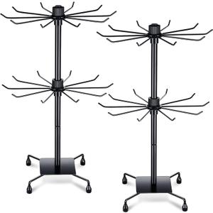 BBTO 2 Pcs Rotating Display Stand Jewelry Display Rack with Hooks Metal Earrings Stand for Vendors Necklace Bracelet Selling(Black,19.69 x 11.8 Inch)