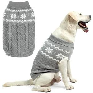 SCIROKKO Warm Winter Dog Sweater - Cold Weather Pet Clothes for Small Medium Large Dogs Indoor Outdoor, Soft Classic Knit Puppy Apparel, Grey, M