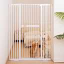 No Pawblems 55.1" Extra Tall Pet Gate for Cat/Dog, 29.9-44.4" Wide Auto Close Tall Cat Gate, NO Drilling Pressure Mounted for Doorways/Hallways, 1.37" Narrower Bar Spacing, White