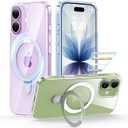 TORRAS Ostand for iPhone 17 Case Clear, Fit for MagSafe, 4X Military Drop Protection, Camera Control, Slim Magnetic Phone Case for iPhone 17 with Stand, Soft Edge, Anti Yellowing Cover 6.3", Clear