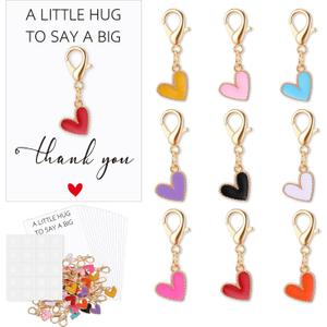 Gemscream 36 Sets Heart Pocket Hugs Bulk Heart Keychains Thank You Gift Positive Pocket Hug with Thank You Cards for Coworkers Employee Volunteer Nurse Teacher Office Staff Family Friend, 9 Colors
