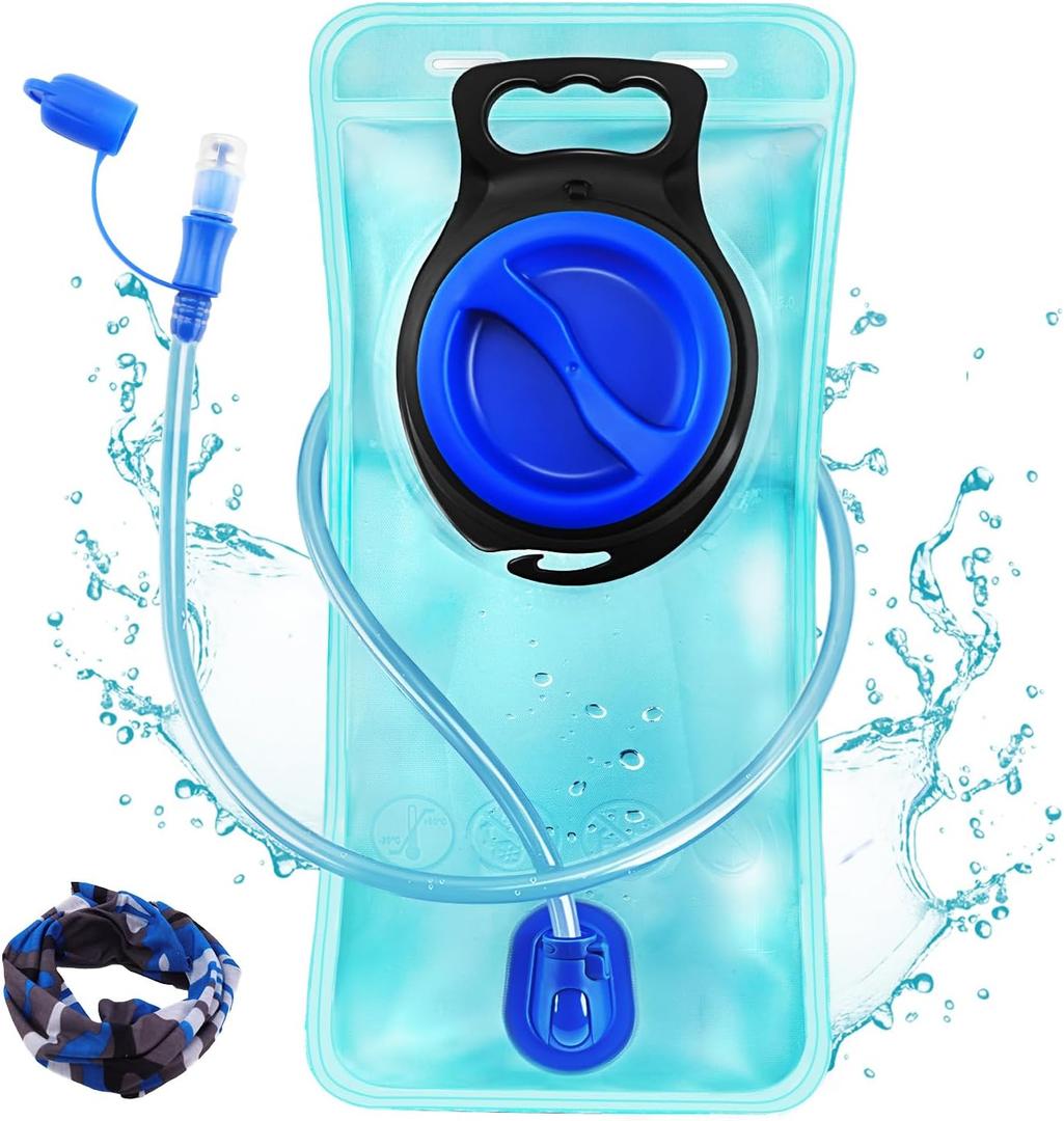 Hydration Bladder, 1.5L Water Bladder for Hiking Backpack Leak Proof Water Reservoir Storage, 1.5 Liter BPA-Free Water Pouch Hydration Pack Replacement for Biking Climbing Cycling Running, Blue