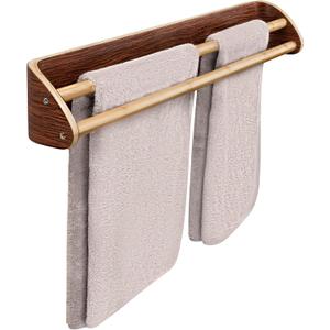 Solid Wood Bamboo Double Towel Bar - Double Towel Rack - Double Towel Bar for Bathroom Wall - Dual Towel Rack - Double Towel Racks for Bathroom - Water Resistant Bamboo Rods