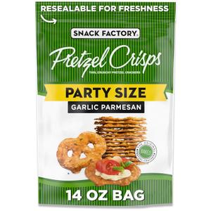 Snack Factory Garlic Parmesan Pretzel Crisps, 14 OZ Party Size Bag, BBD 06/06/2026