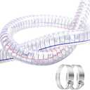 Quickun 1-1/4" ID x 1-1/2" OD, 3FT length Steel Wire Hose PVC Vacuum Tubing (with 2 Stainless Clamps), Drain Hose Vinyl Suction Tubing Flexible Tube Vinyl Hose Line