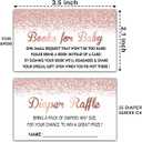 Baby Shower Invitation Kit, Diaper Raffle Games, Books For Baby, Pink Rose Gold Baby Gender Reveal Fill In Invites Cards, Each Design 25 Cards & 25 Envelopes A Total of 100 set - BABYSET-003