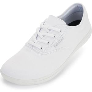 WHITIN Canvas Wide Barefoot Sneakers for Men Toe Box Minimalist Zero Drop Sole Shoes Minimus Extra Width Fit Size 10 10W Gym Tenis Walking White 44