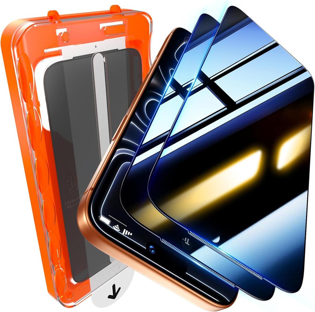 UniqueMe 2 Pack for iPhone 17 Pro Max Privacy Screen Protector - 6.9 inch [Military Grade Shatterproof & 9H+ Hardness] Privacy Screen 17 Pro Max Tempered Glass Full Coverage,Easy to install (Black)