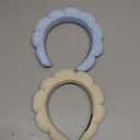 Ztomine Spa Terry Cloth Headband Combo Pack - 2 Puffy Makeup Facial Headbands for Face Washing and Masks (Beige + Blue)