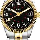 BUREI Women's Wrist Watch Easy Read Dial, 24 Hour with Second Hand,Nurse Watch for Women with Stainless Steel Band.