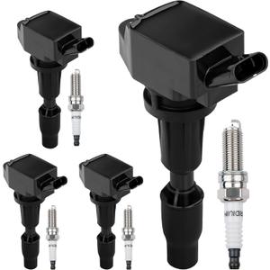HQPASFY UF764 Ignition Coils Pack & Iridium Spark Plugs Set of 4 Compatible with Hyundai Sonata Santa Tucton, Optima Sportage Sorento, Genesis 2.0L 2.4L Repalce# GN10730, 5C2091