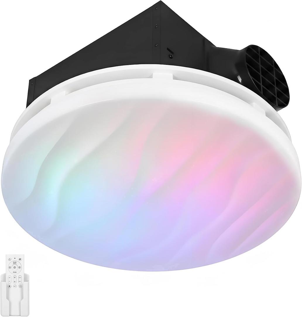 Bathroom exhaust fan with light and bluetooth speaker, Medium