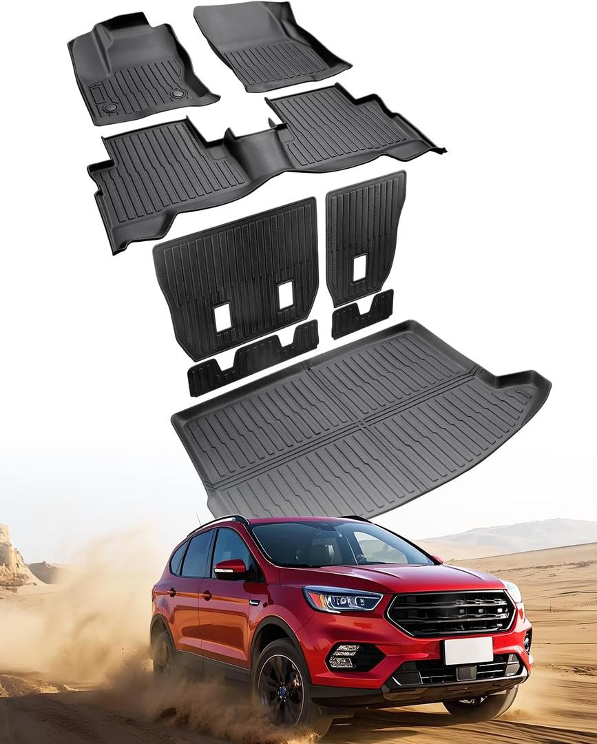 Custom Fit Floor Mats & Cargo Liner & Rear Seat Back Protectors for Ford Escape 2013-2019, All-Weather Rubber Mats, Full Interior Protection for SUV, Durable & Easy to Clean