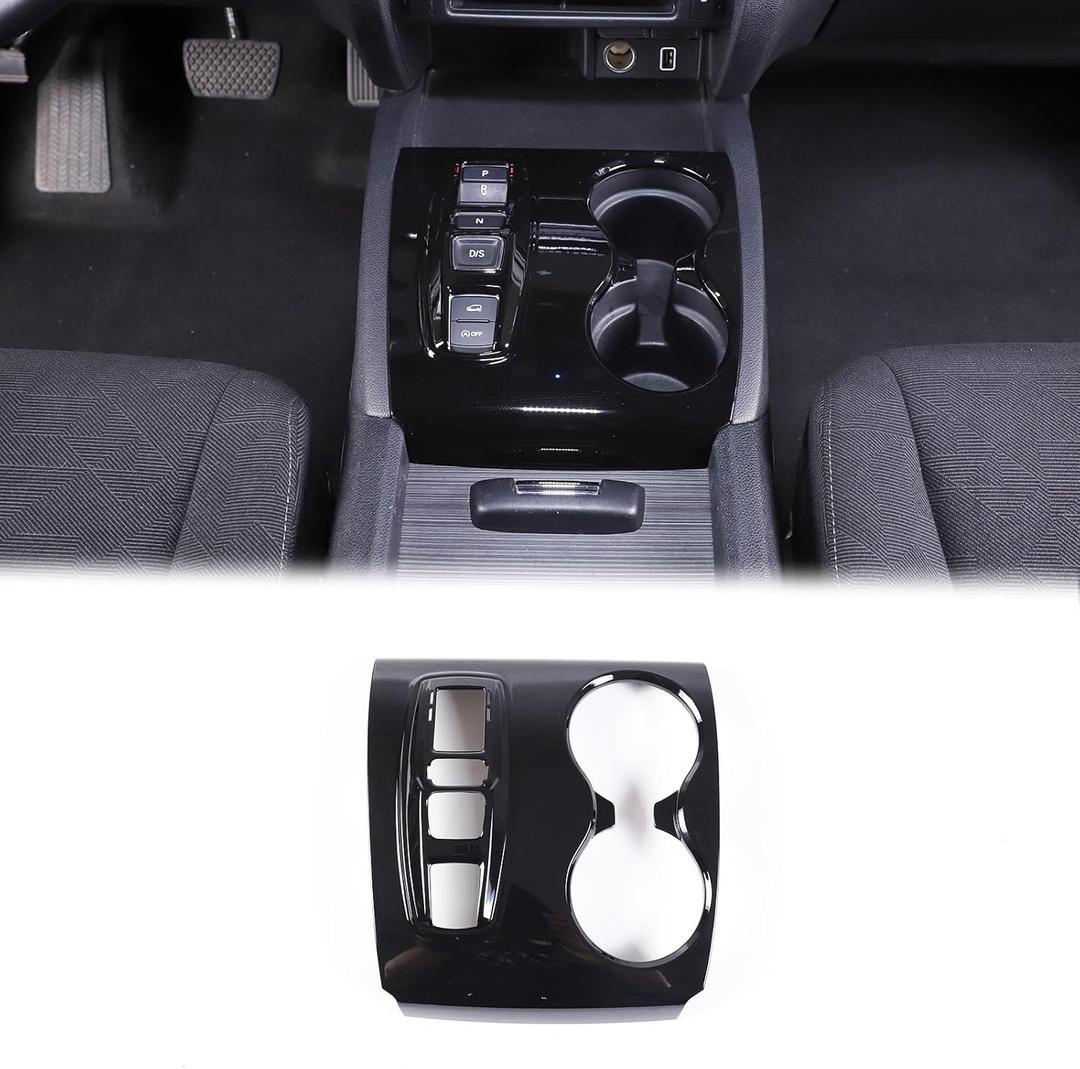 Center Console Gear Shift Panel Cup Holder Cover Trim Compatible with Honda Pilot 2016-2022/ Ridgeline 2020-2023/ Passport 2019-2023 Accessories (Black)