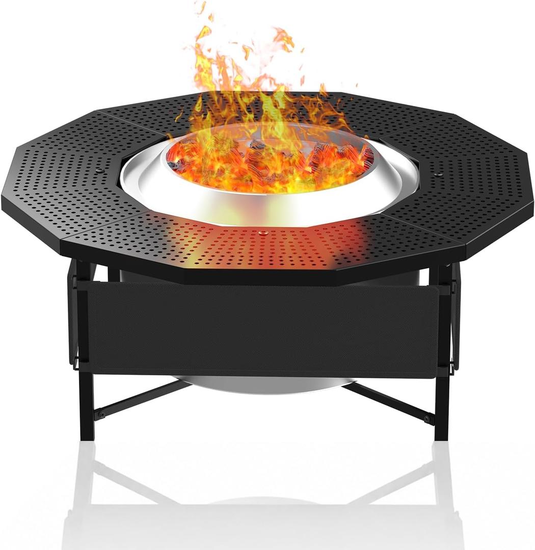45.6" Extra Large Solo Stove Surround with Stand, Steel Black