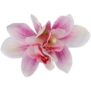 Flower Hair Clips for Women, Pink Orchid Flower Hairpins, Hawaiian Hair Accessories, Tropical Floral Barrettes for Luau Beach Vacations, Bridal Wedding Hair Pieces for Bride Parties 2 Pcs