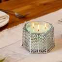 3 Wick Candle Holder, Shell Design Candle Jar Holder for 4-Inch Diameter Jars (5.25" D x 3.5" H), Rose Gold Metal, Coastal Decor