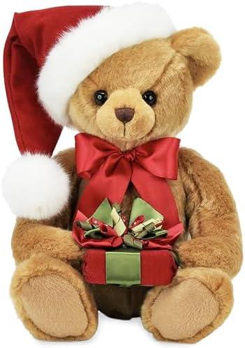 Bearington Christmas Stuffed Animals Christmas Teddy Bear Plush with Santa Hat - Holden Presents 15"