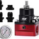 PQY Fuel Pressure Regulator AN8 Feed & AN6 Return Line + 0-160PSI Gauge Set Black+Red