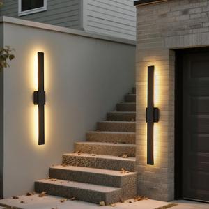40.1inch Long Outdoor Modern LED Wall Light, Waterproof IP65 Warm White Led Wall Mount Lighting Fixture Black Outdoor Wall Sconces Outside Lights for House Garage Front Door Patio 2Pack