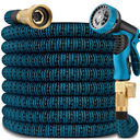 24 ft Garden Hose - Expandable Garden Hose with 10 Function Spray Nozzle - Kink-Free, Lightweight, Durable, Flexible, 2026 New Retractable Water Hoses for Yard, Lawn, Gardening(Blue Black)