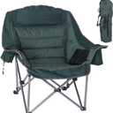 CDEN Oversized Camping Chair, Padded Lawn Chair, with Cup Holder, Side Pocket, Cooler Bag, for Camping, Hiking, Picnic, Travel, Festiva(1 Pack, Green)