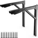 TORACK 24" Folding Shelf Brackets Heavy Duty Shelf Bracket Wall Mounted Triangle Hinges for Shelves Collapsible Table Brackets Workbench Supports for Garage, Pack of 2