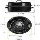 TOPZEA Granite Roasting Pan with Lid, 18" x 12.5" Turkey Roaster Pan Enameled on Steel Nonstick, Covered Oval Roaster Pot Oven Broiler Pan Cookware for Turkey, Chicken, Ham Meat Roast, Dishwasher Safe