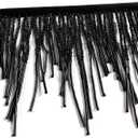 Black Beads Fringe Trim Beads Fringe Belt Glass Beaded Fringe Trim Wavy Water Shape Ribbon Tassel Chain for Clothing Accessories DIY Decoration (TR2401)