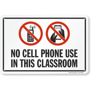 SmartSign "No Cell Phone Use in This Classroom" Sign | 12" x 18" Aluminum