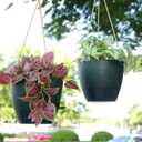 SwinDuck 10 Inch Self Watering Hanging Pots, 2 Pack Hanging Planters with 40oZ Deep Reservior for Indoor Outdoor Plants Flowers, Black Speckles
