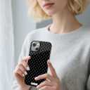 Compatible with iPhone 15 Case, with Polka Dot Aesthetics Design Simple Case for Women Girl, Cute Fashion Soft TPU Slim Protection Phone Case for iPhone 15 6.1'' - Black
