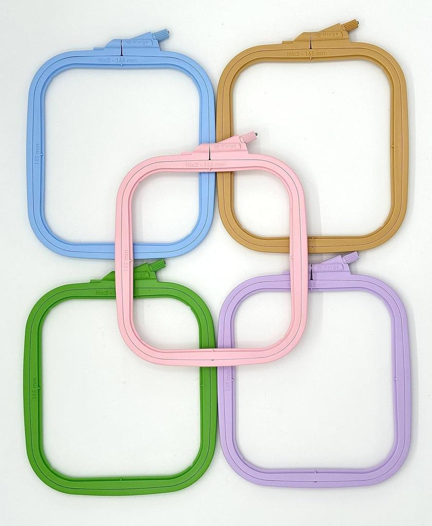 Nurge 5Pcs Plastic Small Square Embroidery Hoops, Cross Stich Hoop, Punch Needle Hoop Multicolor (Small) (No:2 (Small))