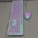 LeadsaiL Wireless Keyboard and Mouse Combo, Full-Sized Ergonomic Computer Keyboard, 2.4GHz Cordless Keyboard Silent Mouse Set with 2-in-1 USB Receiver, 12 FN Shortcuts for Windows Laptop, PC/Mac- Purple / Turquoise