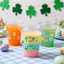 60 Pcs Valentine's St. Patrick's Easter Plastic Cups Heart Green Shamrock Rabbit Egg Disposable Clear Plastic Cups Disposable Plastic for Kids Adults Cold Drink Snacks Party Favors Supplies