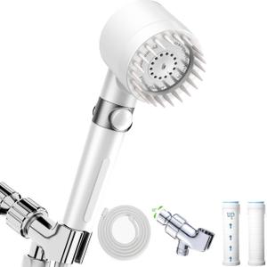 High Pressure Handheld Shower Head High Pressure Shower Heads- High Flow Even with Low Water Pressure - Hand Held Showerhead Set with 59Replacement Hose/Bracket and Cotton Filters (true white)