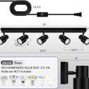 Plug in Track Lighting, 30" LED Track Light Fixtures Ceiling, Black 5 Way Ceiling Lights for Kitchen, 15FT Cord, Rotatable Light Head, Rocker Switch, Plug Spotlight for Bedroom Hallway(GU10, NO Bulb)