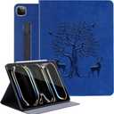 HFcoupe for M4 iPad Pro 13 inch Case 2024, Book Style iPad Pro 7th Generation Cover with Elastic Pencil Holder, Magnetic Closure, Auto Wake/Sleep Embossed Protective Folio for iPad pro 13", Navy