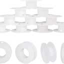 PH PandaHall 20 Pack Empty Spool, Plastic Ribbon Spools Wire Weaving Bobbins Empty Thread Spools Ribbon Chain Tape Spools White Spools for Embroidery Thread Yarn Ribbon Crafts Sewing 2.16x0.78inch