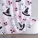 Cute Halloween Fabric Shower Curtain Aesthetic Funky Bathroom Decorations, Colorful Fun Scary Jack Pumpkins Ghost Witch Hats Gothic Halloween Fall Girls Kids Shower Curtain Set with Hooks (72"W x 72"L (Pack of 1), White)