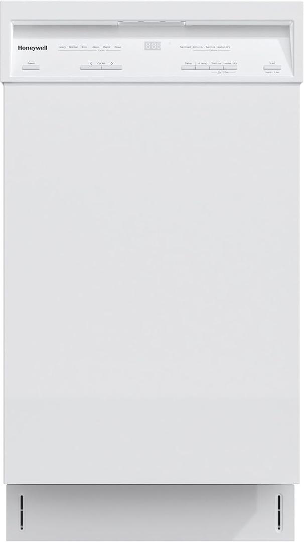 Honeywell 18 Inch Dishwasher with 8 Place settings, 6 Washing Programs, Stainless Steel Tub, UL/Energy Star- White