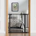 Babelio Baby Gate for Doorways and Stairs, 31-36" Pet Gate with Wide Walk Thru Door and Lock Indicator, No Drill Pressure Mounted Safety Gate with Double Lock and Self-Closing, Black