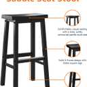 Amazon Basics Solid Wood Saddle-Seat Counter Height Bar Stools for Kitchen Island and Home Bar with Footrest, 29-Inch Height, Black, Set of 2