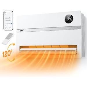 Dreo Smart Wall Heater, Electric Space Heater for Bedroom 1500W, 120 Vertical Oscillation, Adjustable Thermostat, Remote Control, 24H Timer, Easy-Mount Heater for Indoor Use, Works with Alexa, WH719S (White)