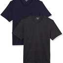 Amazon Essentials Men's Short-Sleeve V-Neck T-Shirts, Pack of 2. Size:S