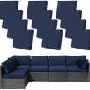12Pcs Patio Cushion Covers, Stretch Cushion Covers Replacement, Replacement Washable & Reusable Furniture Protector for Patio Couch (Navy Blue, Cover Only)