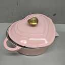 Paris Hilton Enameled Cast Iron Dutch Oven Heart-Shaped Pot with Lid, Dual Handles, Works on All Stovetops, Oven Safe to 500F, 2-Quart, Pink